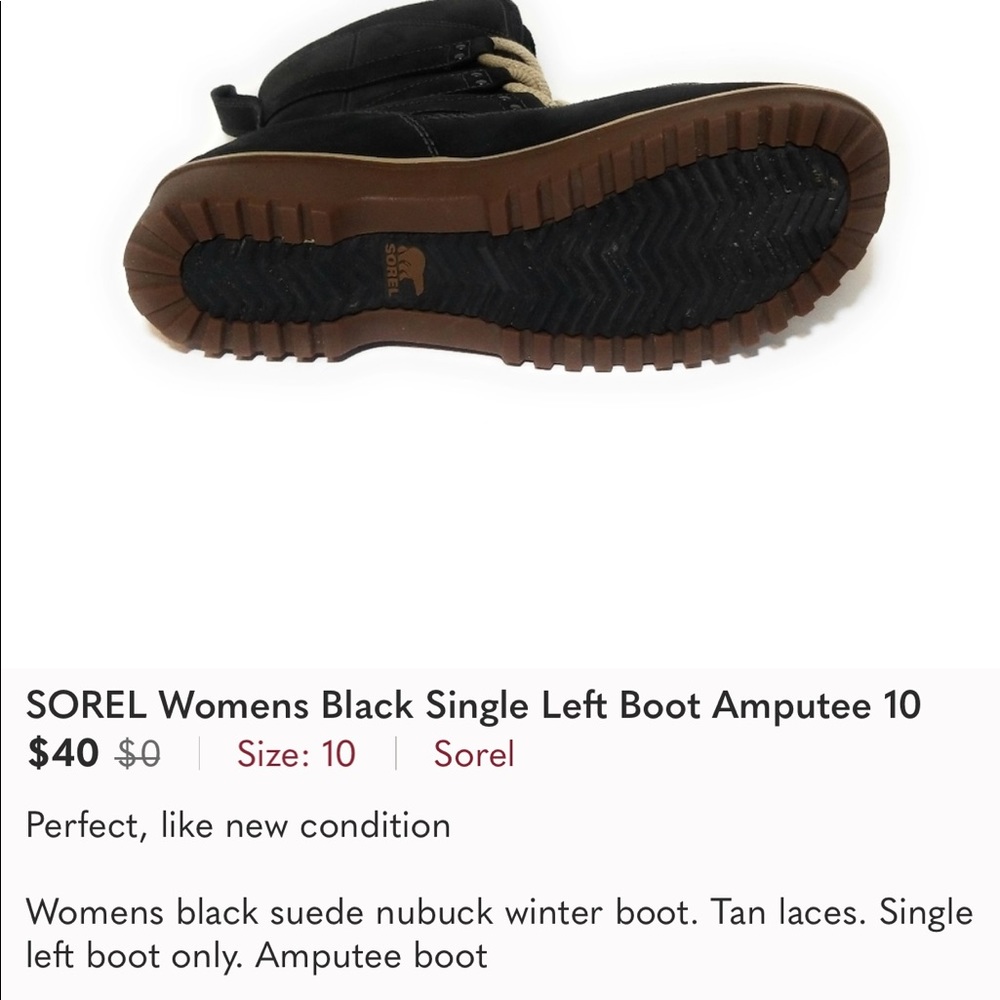 SOREL Womens Black Single Left Boot Amputee 10 - Picture 2 of 5